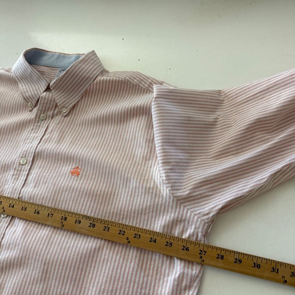 Brooks Brothers Light Orange Vertical Striped Flip Cuff Dress Shirt Mens 2XL - Picture 7 of 9